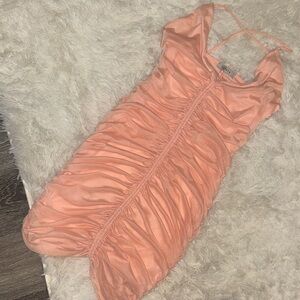 Papaya Peach Ruched Dress